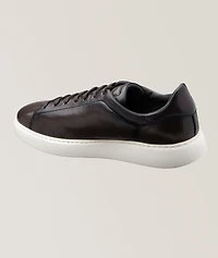 Buddy Burnished Leather Wedge Sneakers