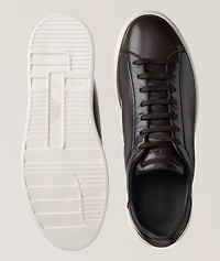 Buddy Burnished Leather Wedge Sneakers