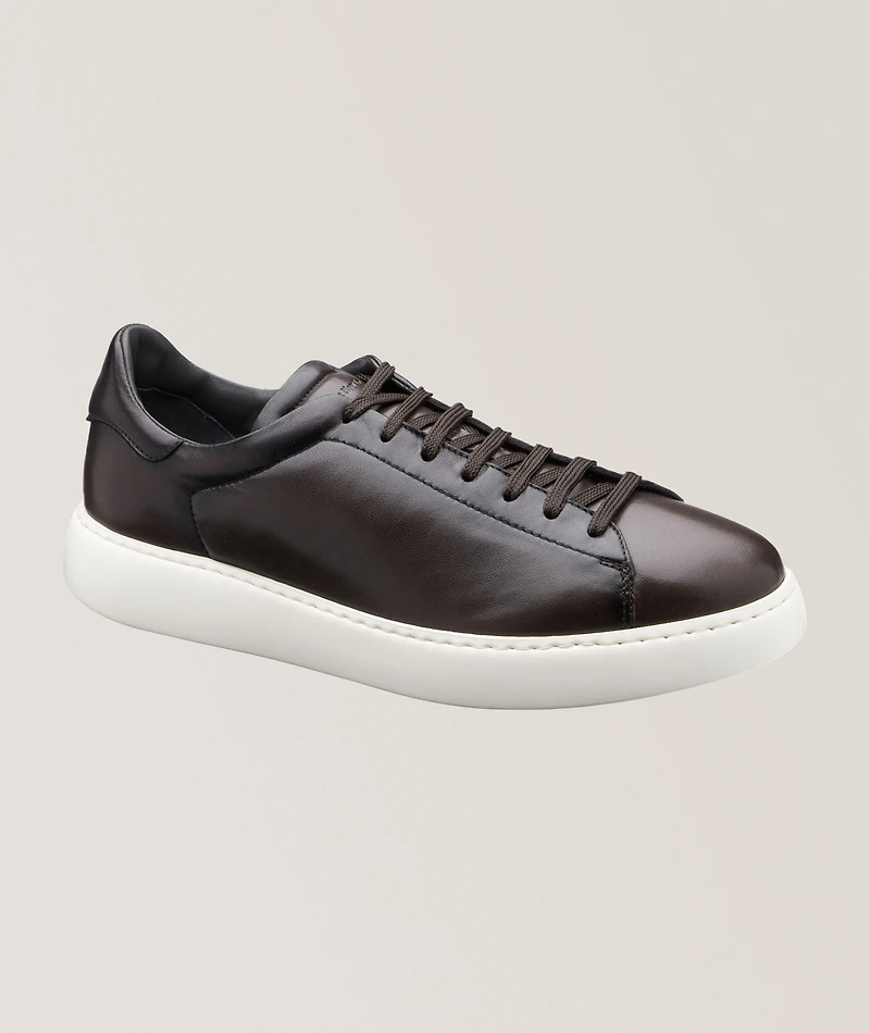 Buddy Burnished Leather Wedge Sneakers