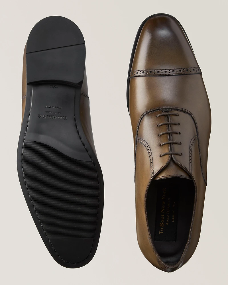 Everly Burnished Leather Cap-Toe Oxfords