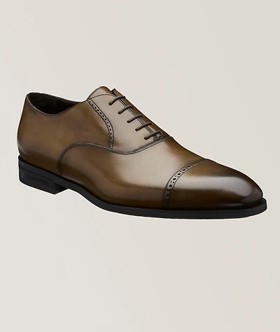 Everly Burnished Leather Cap-Toe Oxfords
