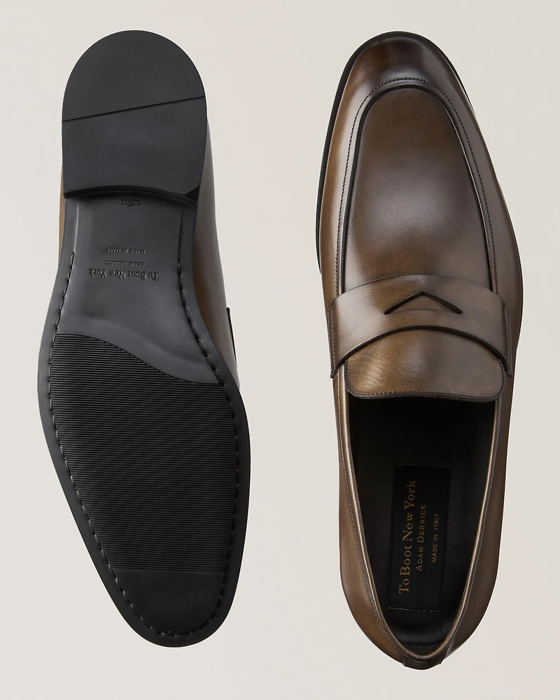 Jagger Burnished Leather Penny Loafers