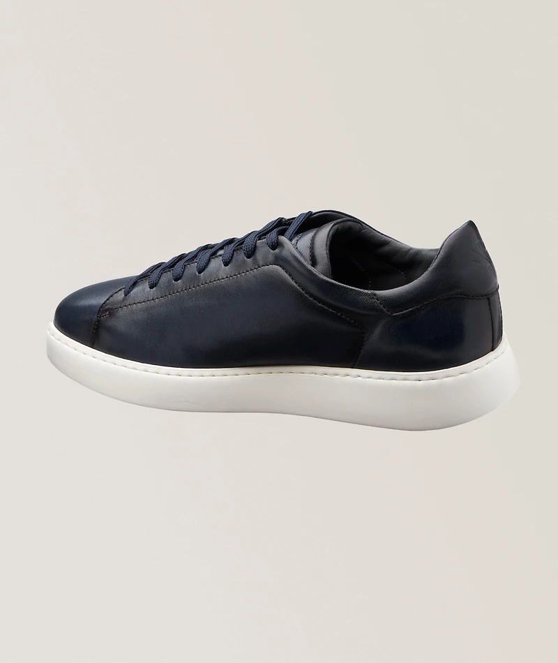 Buddy Burnished Leather Wedge Sneakers