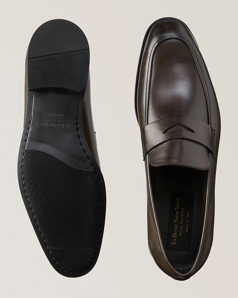 Jagger Burnished Leather Penny Loafers