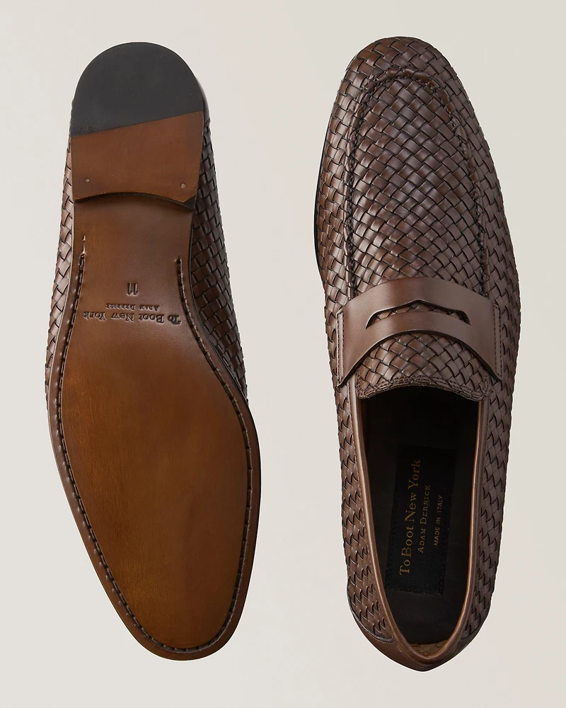 Zenith Woven Leather Penny Loafers