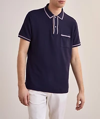 Striped Tipping Cotton Piqué Polo