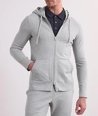 Terry Cotton Full-Zip Hooded Sweater