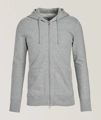 Terry Cotton Full-Zip Hooded Sweater