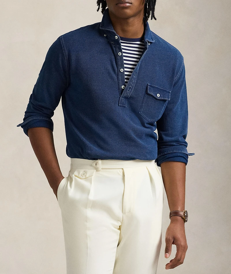 Indigo-Dyed Cotton Polo