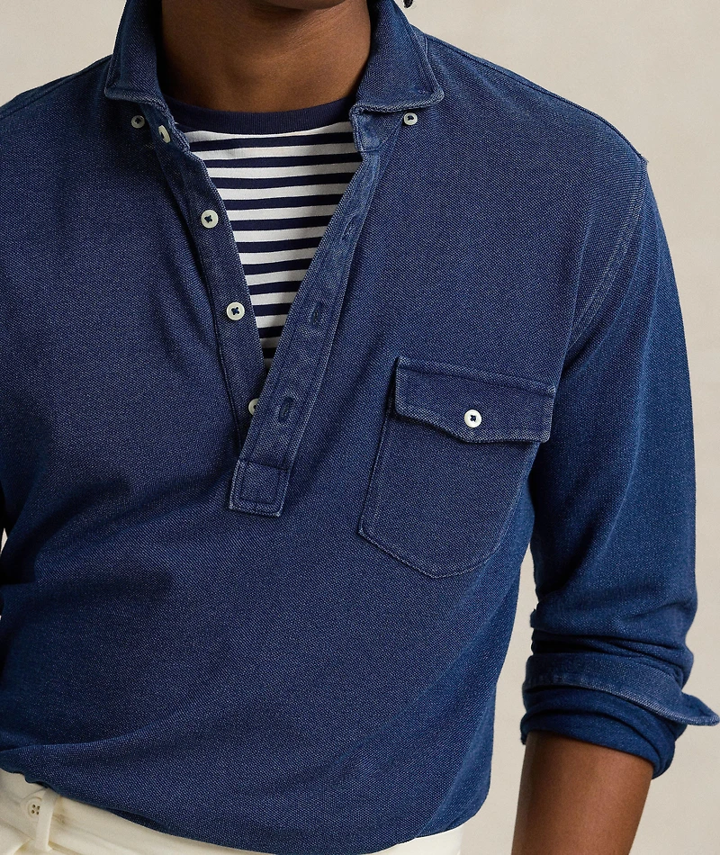 Indigo-Dyed Cotton Polo
