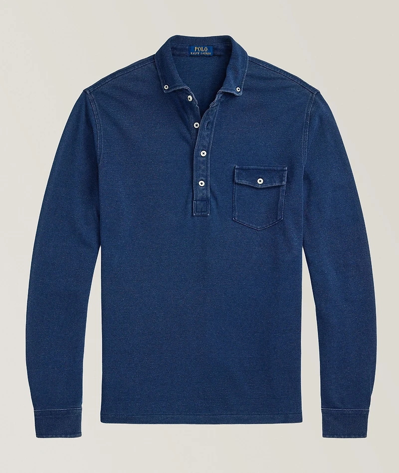 Indigo-Dyed Cotton Polo