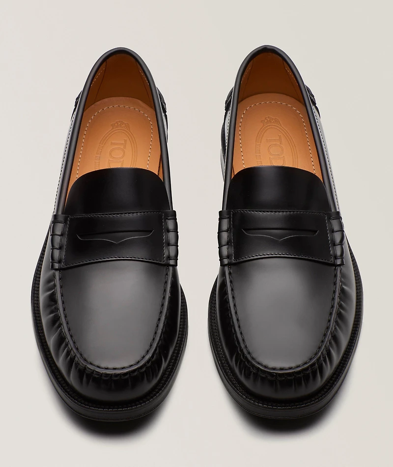 Polished Leather Penny Loafers