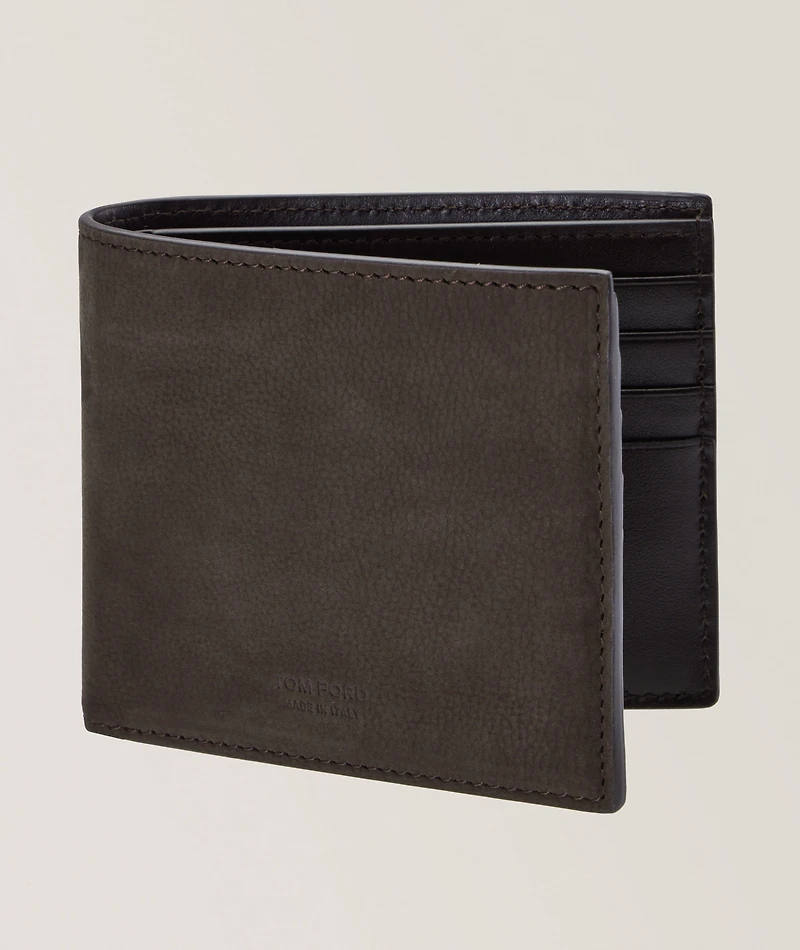 Nubuck Leather T-Line Bifold Wallet 