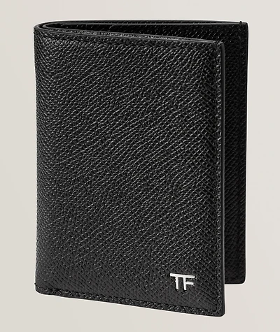 Grain Leather T Line Folding Cardholder