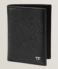 Grain Leather T Line Folding Cardholder