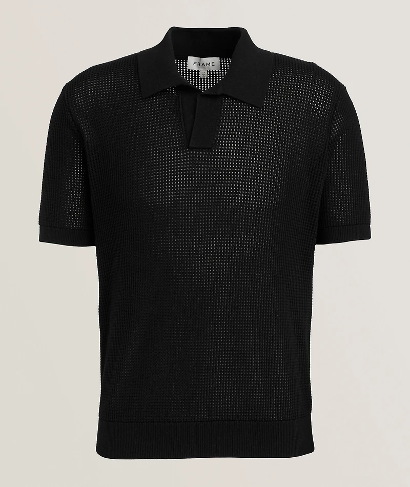 Open Weave Cuban Collar Polo