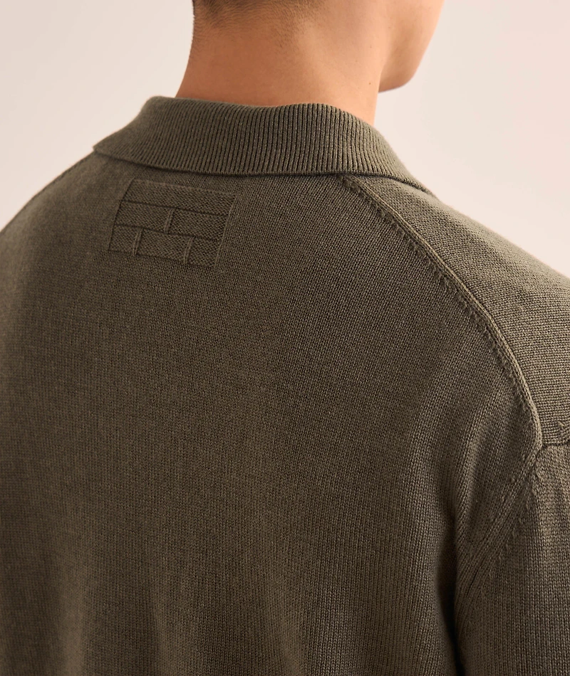 Wool-Silk Cuban Collar Sweater