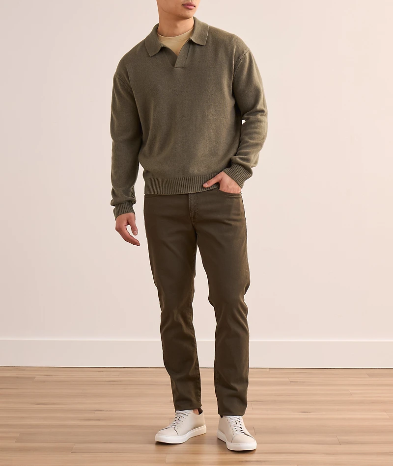Wool-Silk Cuban Collar Sweater