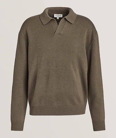 Wool-Silk Cuban Collar Sweater