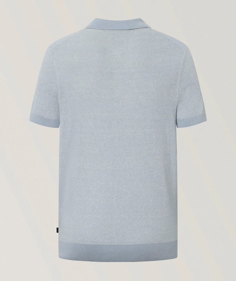 Mélange Linen-Cotton Knit Polo