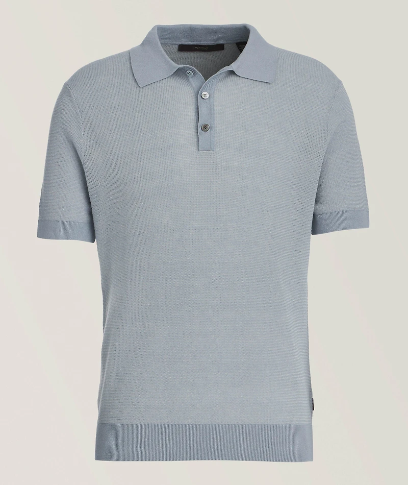 Mélange Linen-Cotton Knit Polo