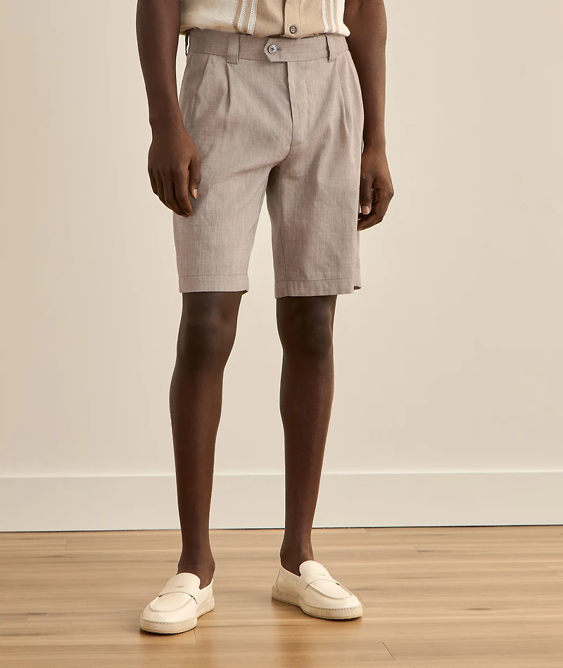 Schio Pleated Linen-Wool Shorts