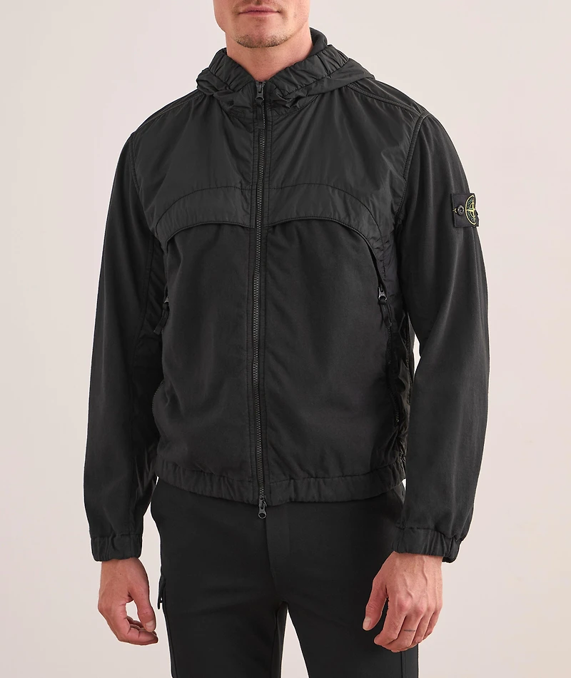 Mixed Crinkle Hooded Jacket