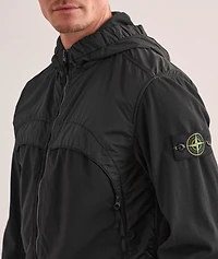 Mixed Crinkle Hooded Jacket