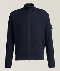 Ribbed Cotton Zipper Cardigan