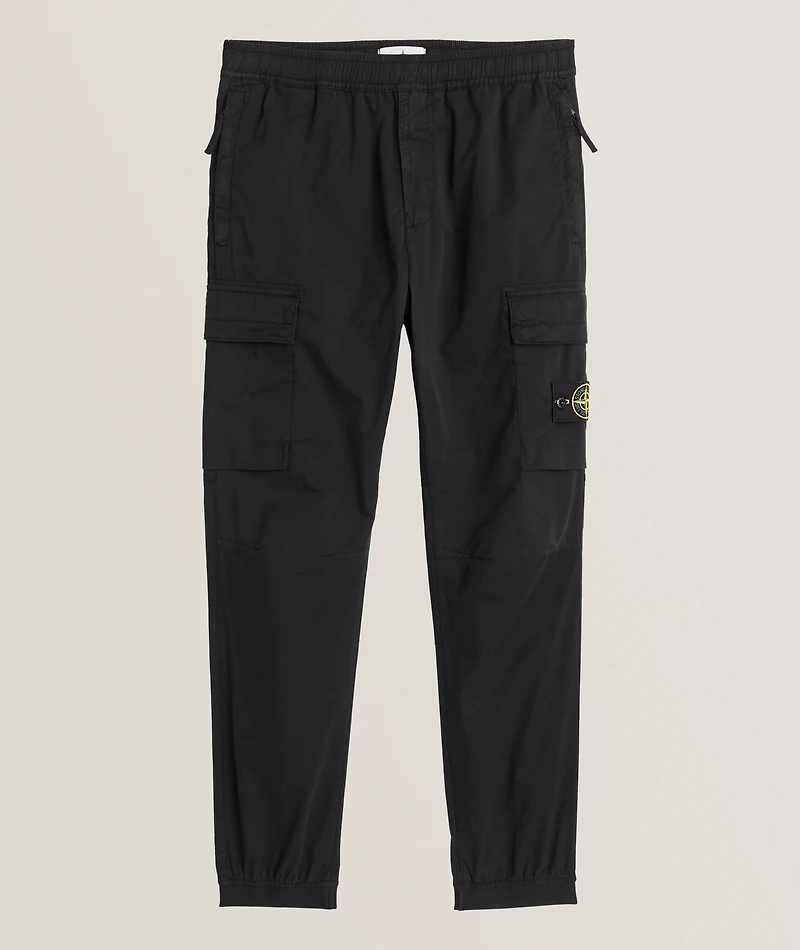 Stretch-Cotton Cuffed Cargo Pants