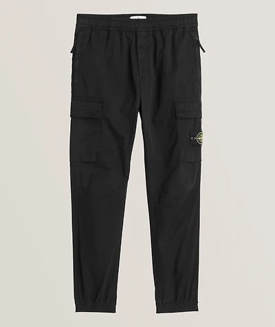 Stretch-Cotton Cuffed Cargo Pants
