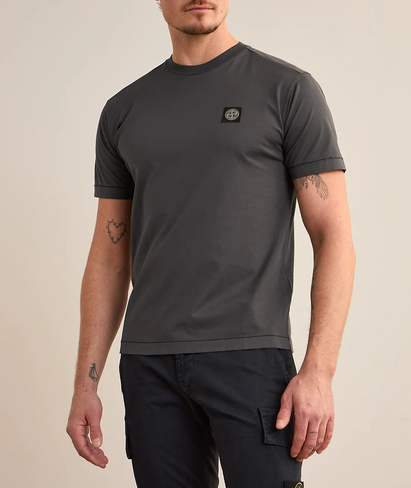 Logo Badge Cotton Crewneck T-Shirt