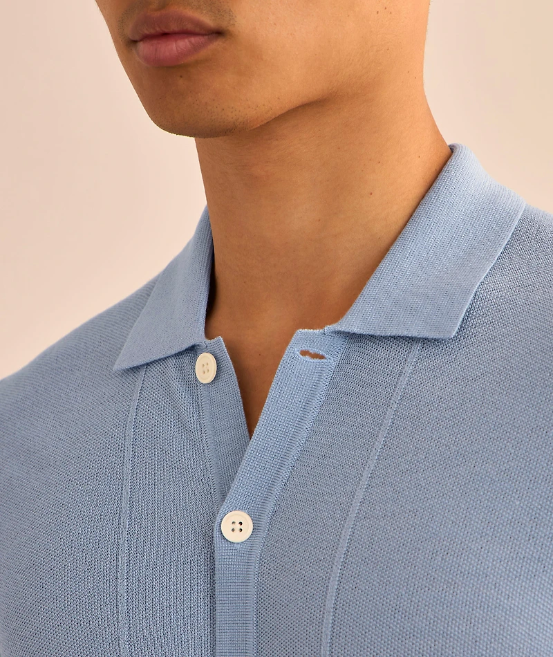 Extrafine Merino Wool-Silk Button Polo