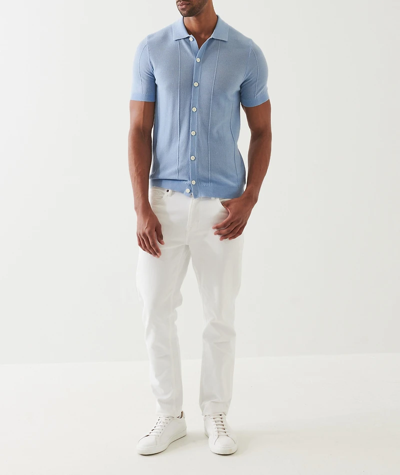 Extrafine Merino Wool-Silk Button Polo