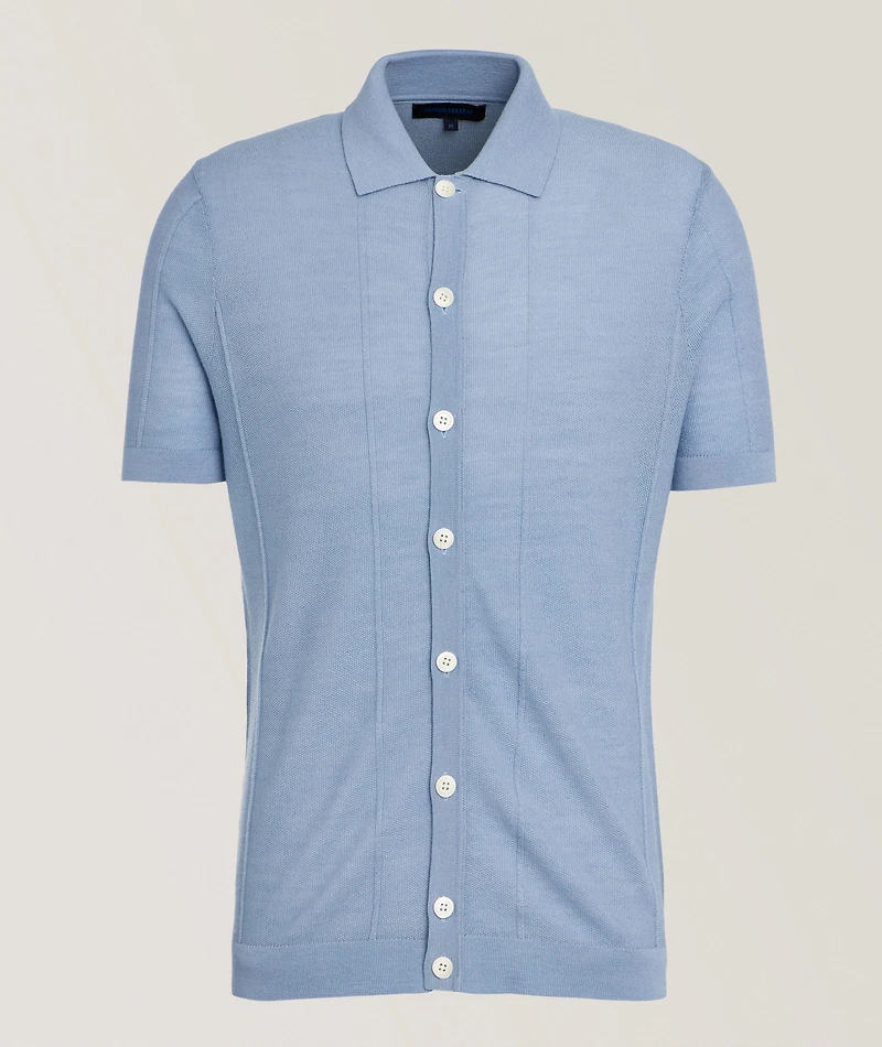 Extrafine Merino Wool-Silk Button Polo