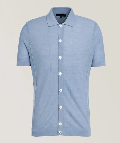 Extrafine Merino Wool-Silk Button Polo