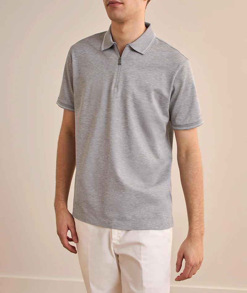 Double Piqué Quarter-Zip Polo