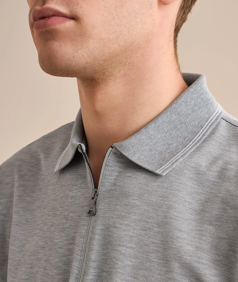 Double Piqué Quarter-Zip Polo
