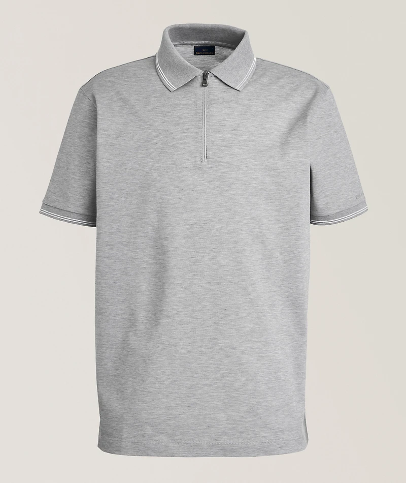 Double Piqué Quarter-Zip Polo