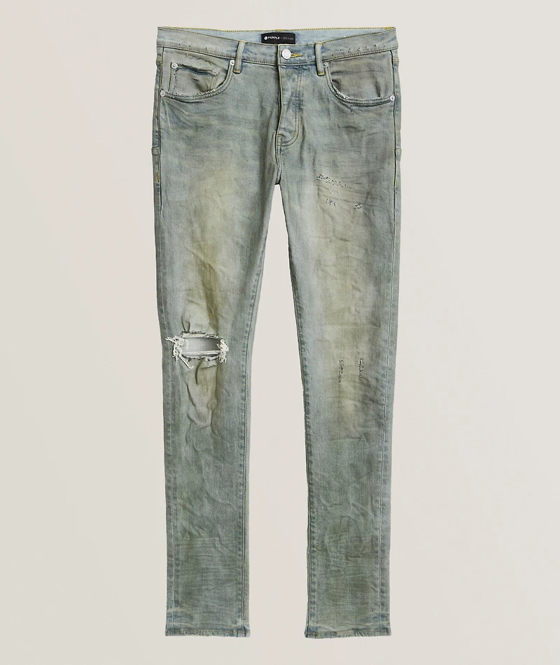 P001 Light Dirty Wax Skinny Jeans