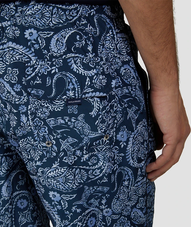 Paisley Swim Shorts & Zip Pouch Set