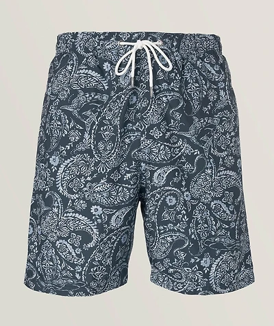 Paisley Swim Shorts & Zip Pouch Set