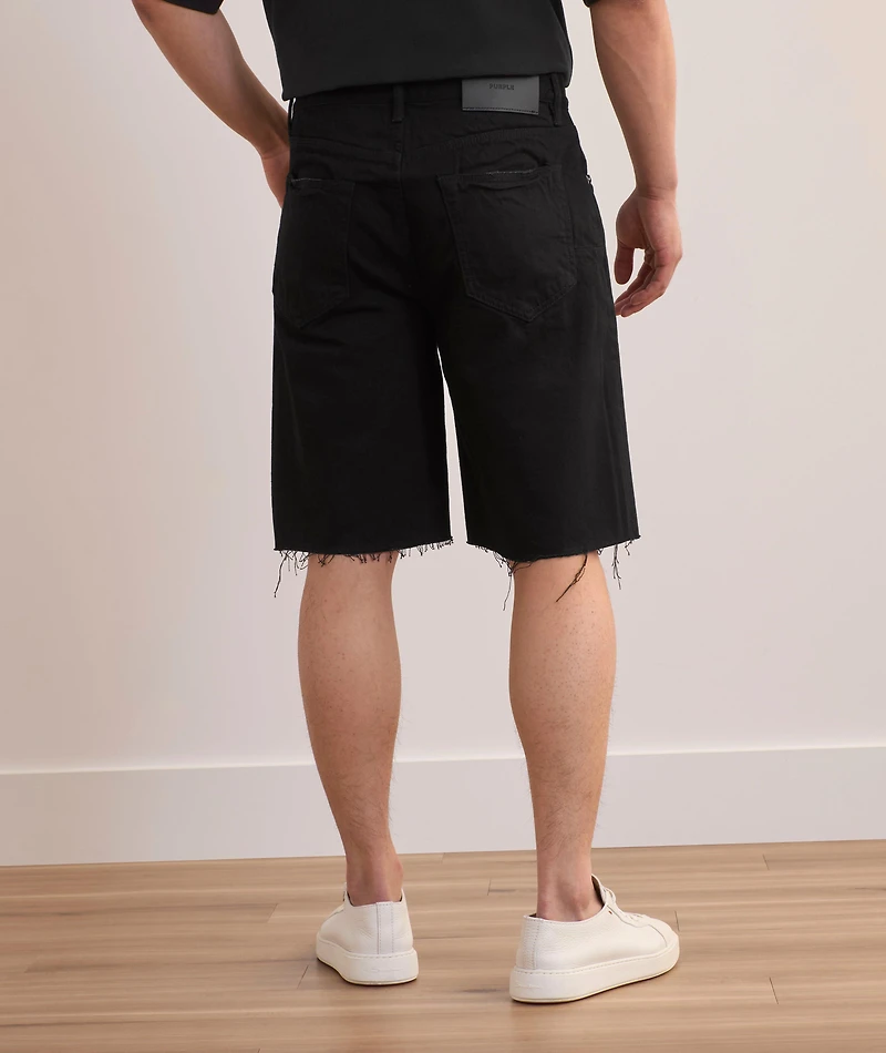 P059 Midnight Frayed Denim Shorts