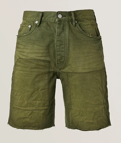 P059 Patchwork Overdye Denim Shorts