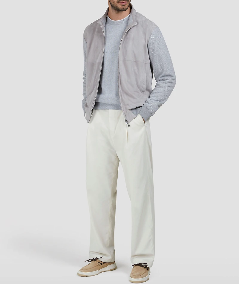Tipped Silk-Cotton Crewneck Sweater