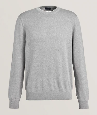 Tipped Silk-Cotton Crewneck Sweater