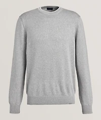 Tipped Silk-Cotton Crewneck Sweater