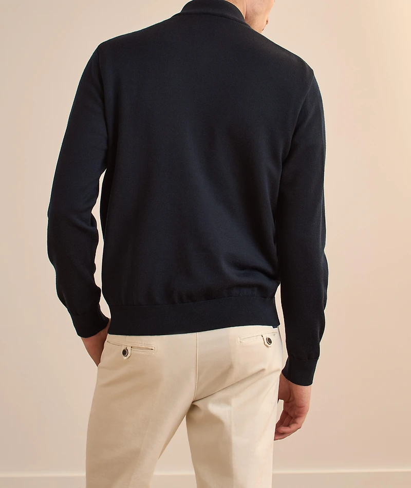 Hybrid Full-Zip Piping Sweater
