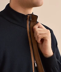 Hybrid Full-Zip Piping Sweater
