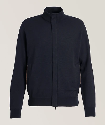 Hybrid Full-Zip Piping Sweater